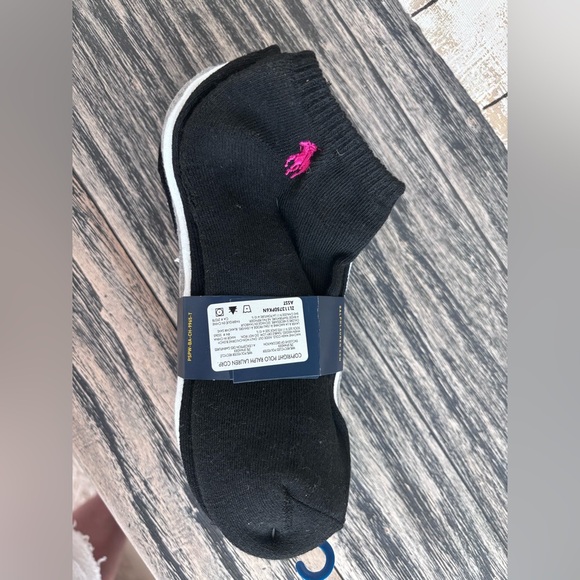 Ralph Lauren 6pk Ankle Socks with Pink Logo - Picture 2 of 4